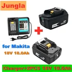 Аккумуляторная батарея для MAKITA BL1860, BL1830, 2 шт., 18 в, 18000 Ач, литий-ионная батарея, Сменный аккумулятор для электроинструмента, зарядное устройство 3 А