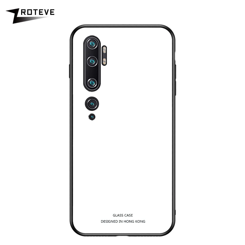 Solid White Note 10 Pro Чехол Zroteve силиконовая рамка стеклянная крышка для Xiaomi mi Note 10 чехол обесцвечивающее стекло задняя крышка Xia mi Xio mi Note 10 - Цвет: Solid White