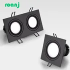 Черный светодиодный светильник с регулируемой яркостью, точечный светильник COB, потолочный светильник, сетсветильник ильник, переменный ток 220 В, 7w9w12w14W18W24W, встраиваемая квадратная Светодиодная панель