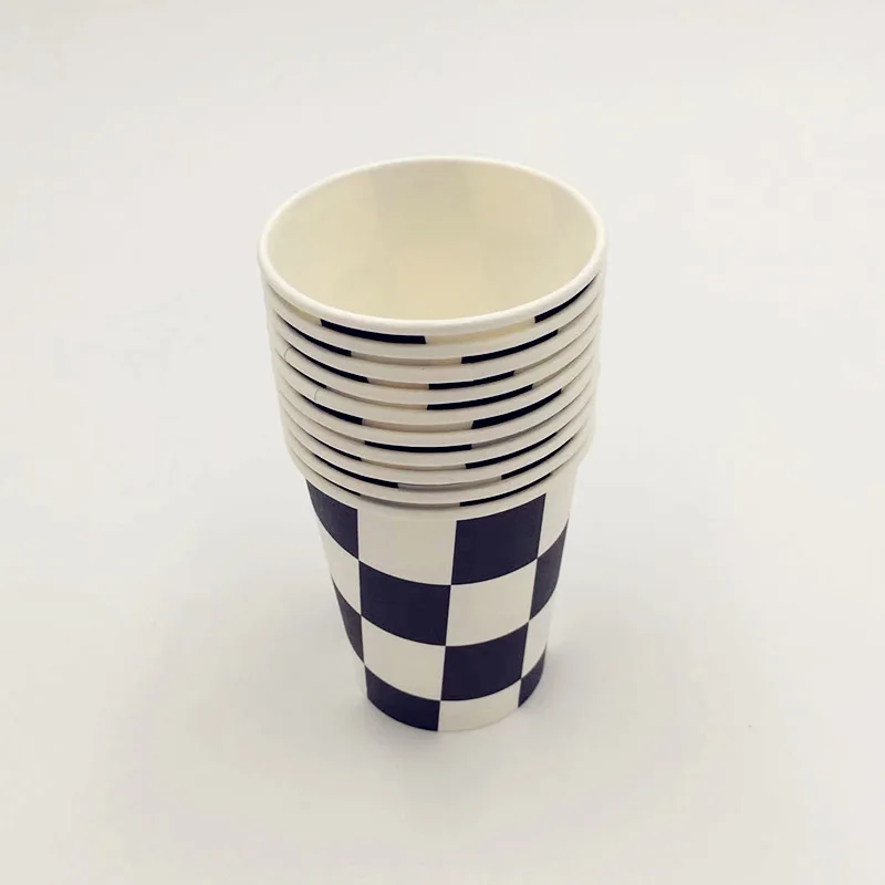 10pcs Black And White Lattice Theme Paper Cups Grid Disposable For Birthday Event Wedding Party Decoration | Дом и сад