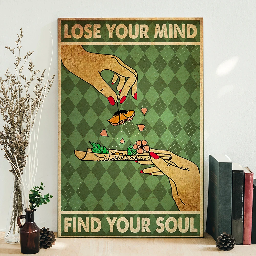 

Inspirational Quote Art Retro Poster Lose Your Mind Find Your Soul Prints Abstract Hands Canvas Painting Vintage Home Room Decor