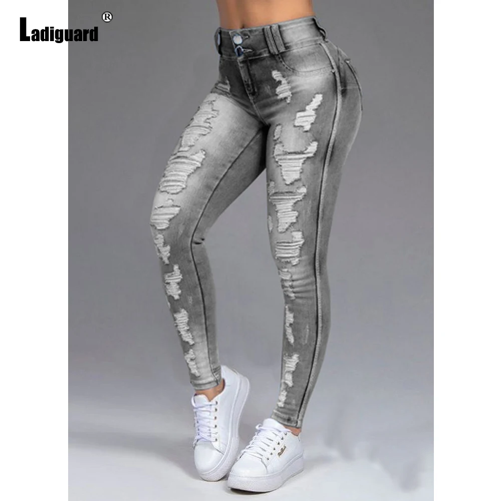 Mid Waist Skinny Jeans Plus Size 6xl Women Spliced Fashion Denim Pants Vintage Destroyed Pencil Pants 2021 New Sexy Ripped Jeans