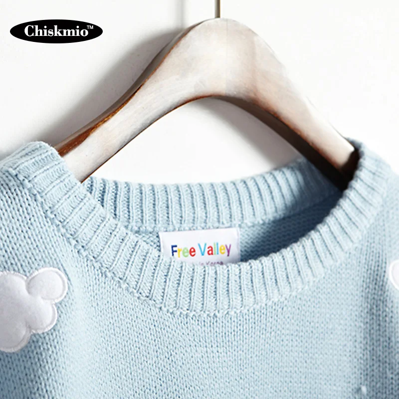 Preppy Style Women Sweater Cloud Pattern Knitting Pullover Loose Long-Sleeved Knitted Tops Ladies Office Jumper Harajuku | Женская