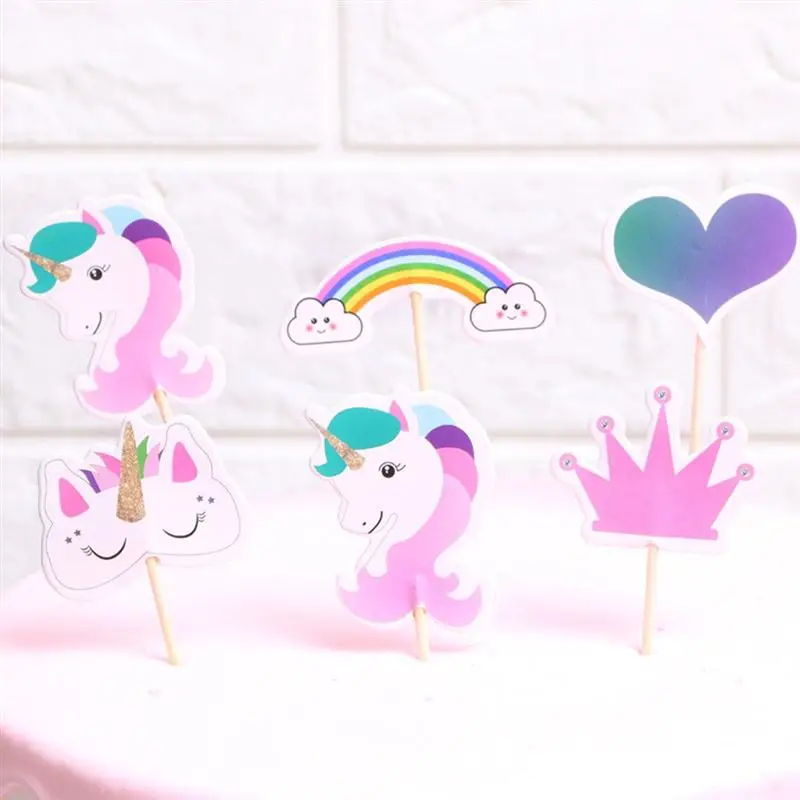 48 шт Радуга Единорог торт Топпер Милая Вечеринка день рождения десерт стол