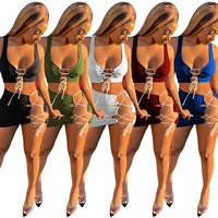 sexy wome skirt dress set cross bandage crop top mini dress party night clubwear summer clothes for women