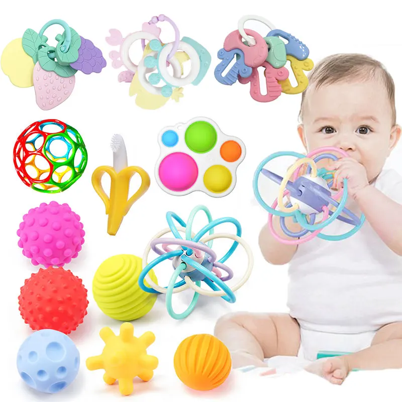 Детские игрушки для новорожденных, развивающие игрушки для малышей 0-12 месяцев, детские игрушки-грызунки для детей, погремушки Монтессори, д...