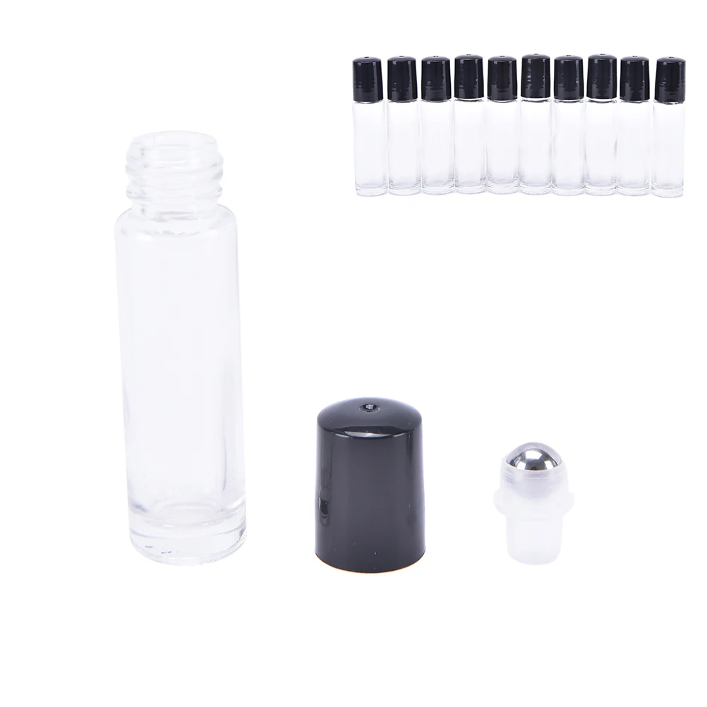 

Hot New Clear 10ml Roll On Roller Empty Bottles for Essential Oils Roll-On Refillable Perfume Bottle Containers Travel Size 1PCS