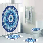 Занавеска для душа, в стиле бохо, синего цвета, с изображением мандалы, удачная занавеска для ванной в турецком стиле, Назар, коврики для ванной, ковер домашний декор