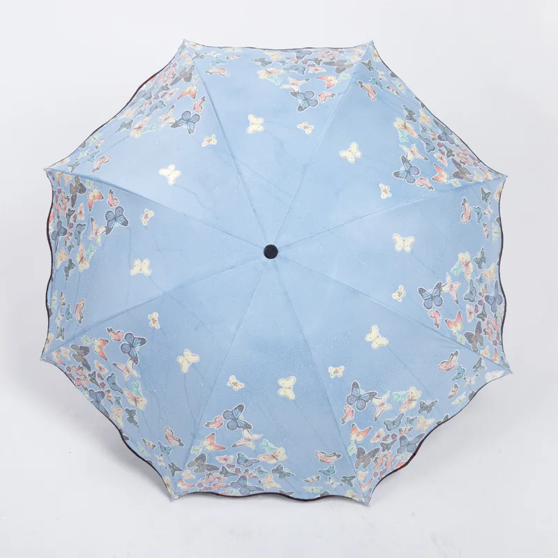 

Forest Fresh Sun And Rain Dual-use Umbrella Creative Blossoms In Water Folding Umbrella Vinyl Sunscreen Anti-ultraviolet Parasol