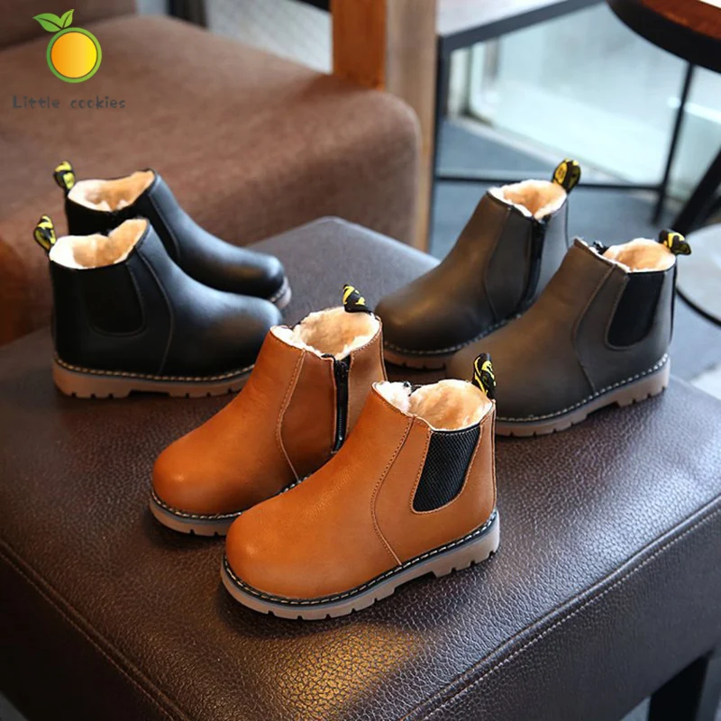 Русские детские модные ботинки зимние шерстяные Челси для девочек подростков на