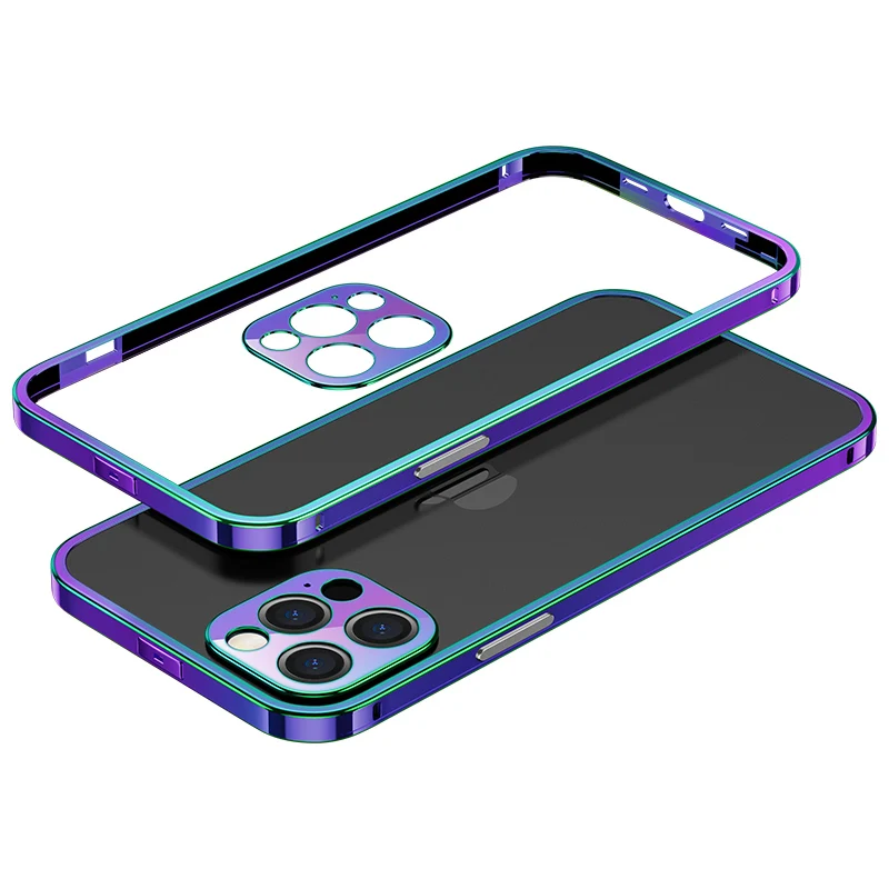 

Чехол-бампер для iPhone 11 12 13 Pro Max, алюминиевое металлическое покрытие, чехол-бампер для iPhone 12 13 Mini, металлический защитный чехол для камеры