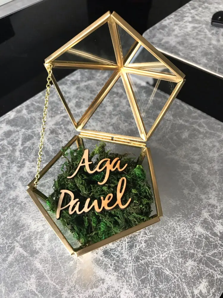 Обычай имя свадебное стекло кольцо коробка стеклянное Подушка стеклянная