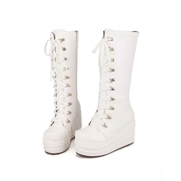 

Boots Zipper Muffin Boots Leisure Season Size Boots High Boots Woman High heel