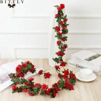 silk artificial peony vine hanging flowers for wall decoration rattan fake plants leaves garland romantic wedding home decor