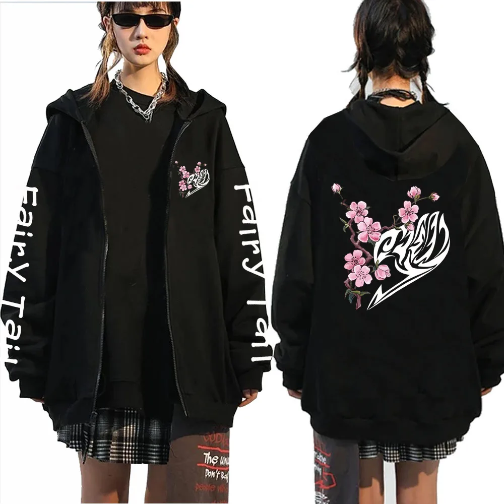 

Unisex Anime Hoodie Fashion Fairy Tail Logo Harajuku Zipper Pullover Tops Casual