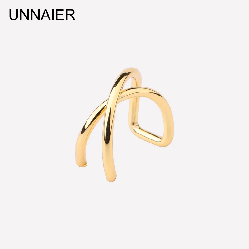 

UNNAIER ear bone clip titanium steel simple cross shape no pierced earrings ear clip earrings gold rose gold steel