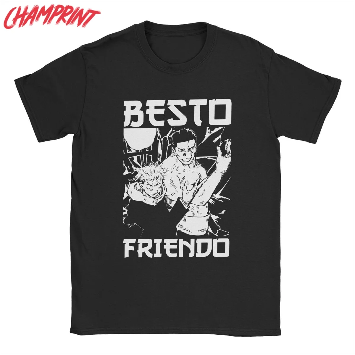 

Novelty Jujutsu Kaisen Itadori T-Shirt for Men Round Collar Pure Cotton T Shirts Anime Short Sleeve Tee Shirt Gift Idea Clothes