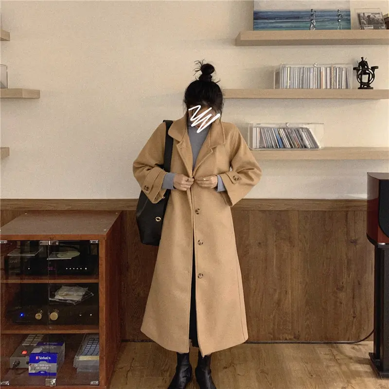 Лидер продаж элегантные однотонные модные офисные женские пальто HziriP цвета хаки