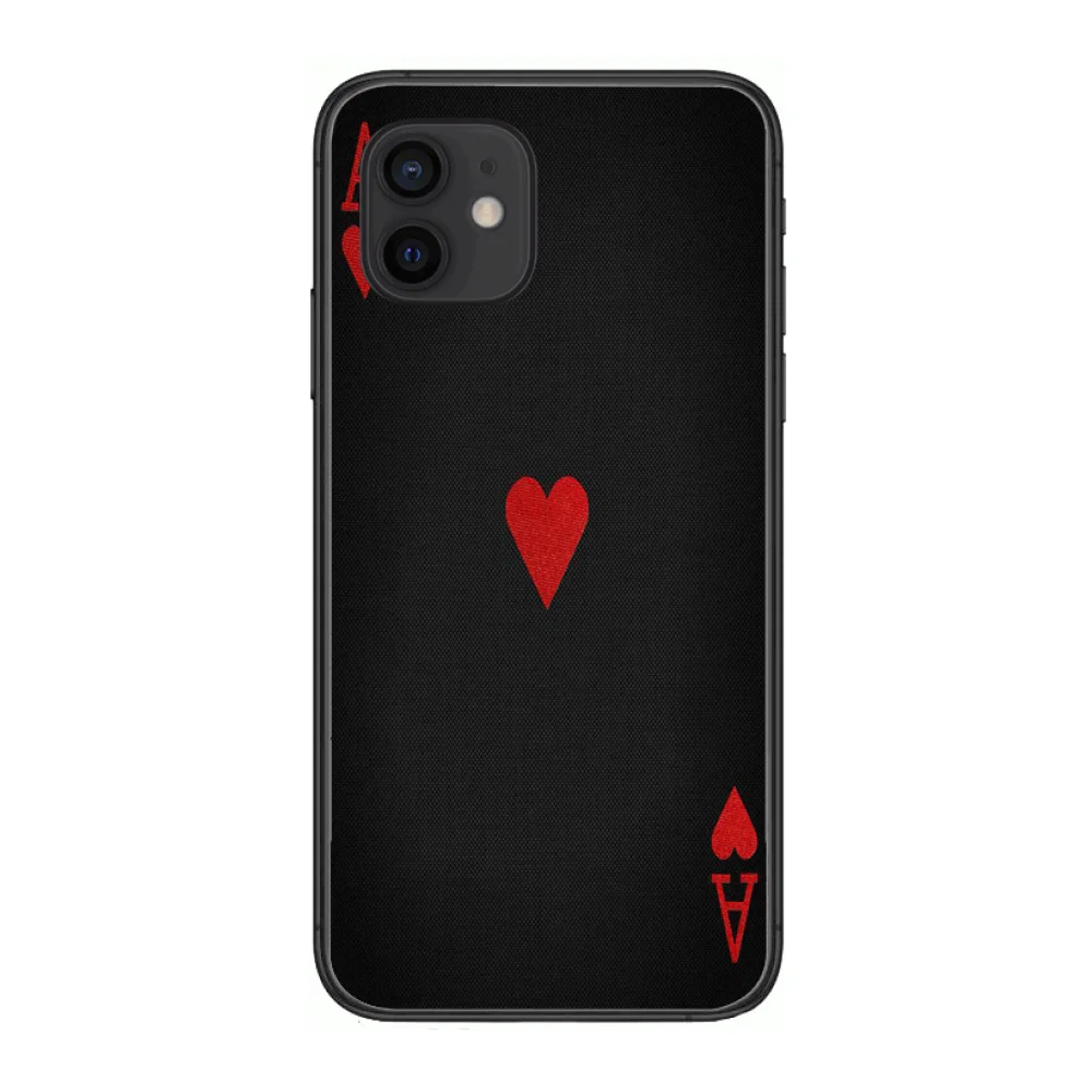 

Poker Personality Style Phone Case cover For iphone 12 pro max 11 8 7 6 s XR PLUS X XS SE 2020 mini black cell shell