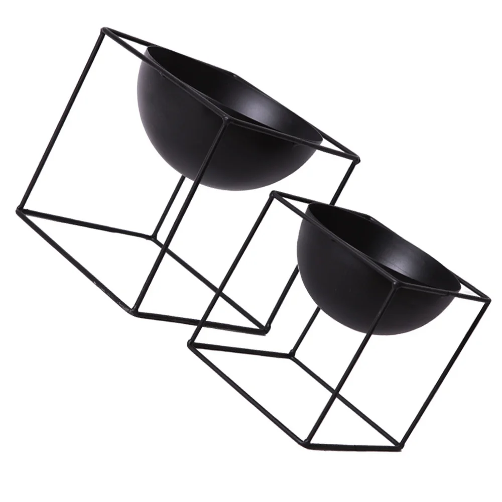 

2pcs Iron Flowerpot Creative Succulent Pot Home Flowerpot Adornment With Stand