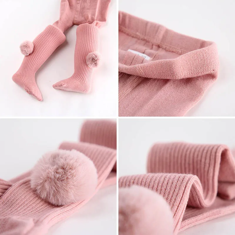 Soft Cotton Newborn Baby Tights Warm Pantyhose Lovely Princess Pompom Toddler Infant Stockings Winter Girls |