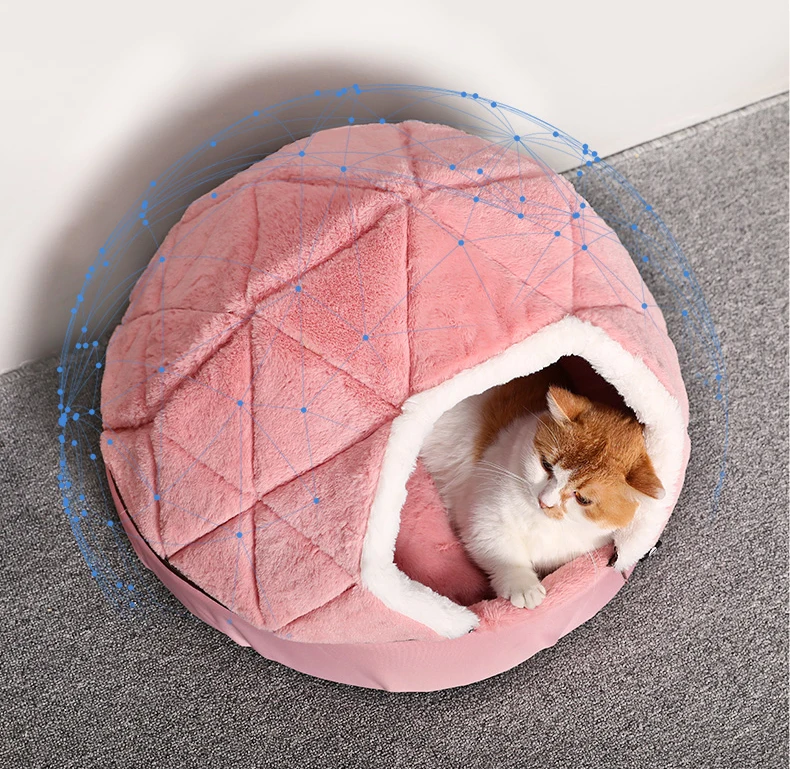 

Warm Cat Bed House Bed for cat puppy Disassemblability Windproof Pet Puppy Nest Shell Hiding Burger Bun for Winter