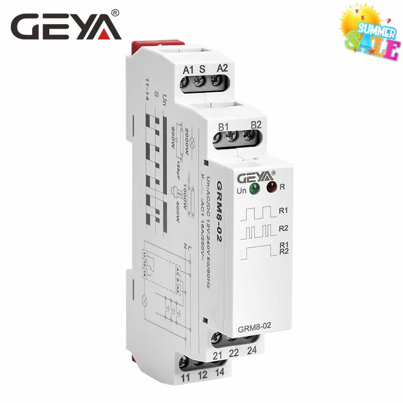 Бесплатная доставка GEYA GRM8 Din Rail 16a AC 230V DC 12V 24V импульсное реле электронное шаговое