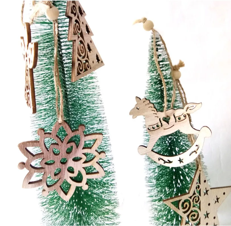 Креативные рождественские деревянные Подвески украшения DIY поделки