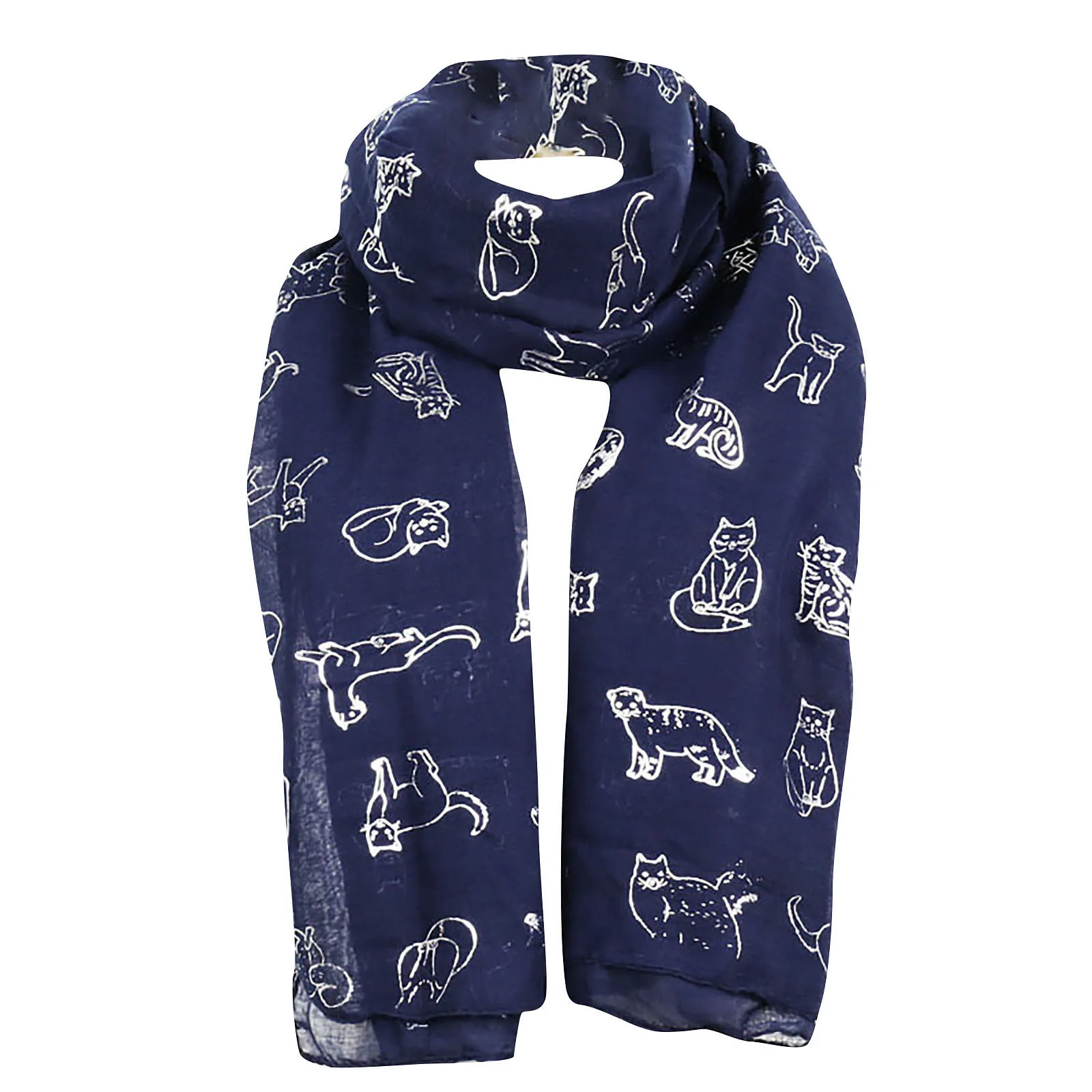 Fashion Women Cat Foil Printed Long Wrap Shawl Pashmina Stole Scarf Scarves Bandana Chiffon Hijab Hair Accessories Шарф Женский |