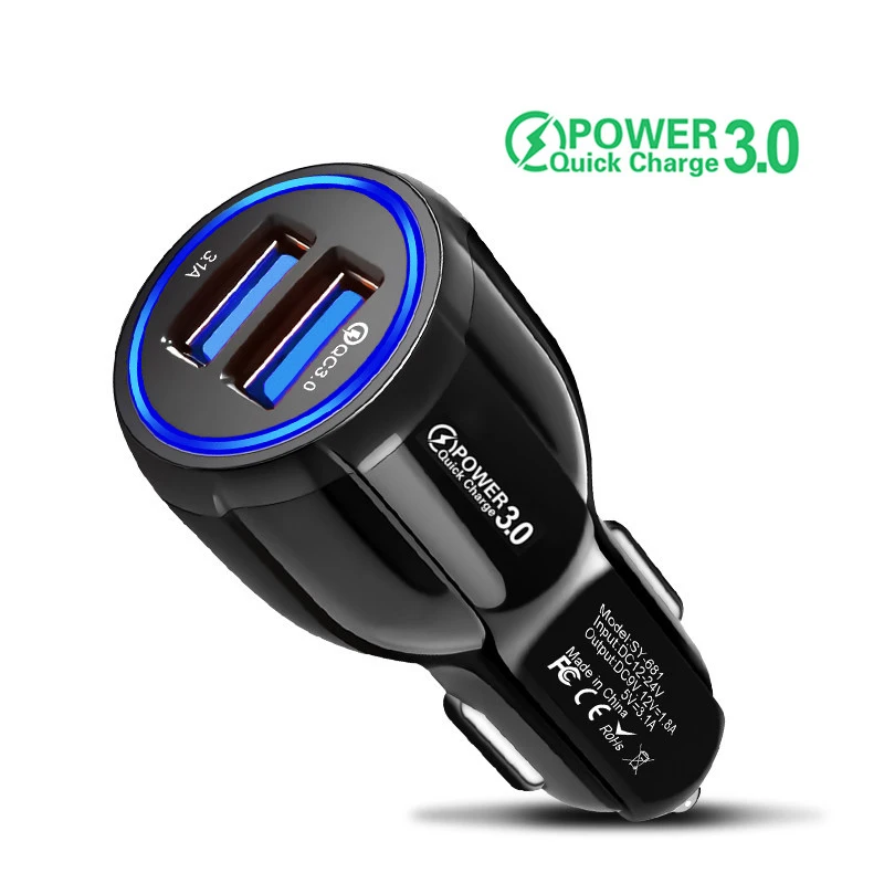

Quick Charge 4.0 Dual USB Car Charger For Mobile Phone Car-Charger QC 3.0 Fast Charging Adapter USB Chargers For iPhone 12 11 7