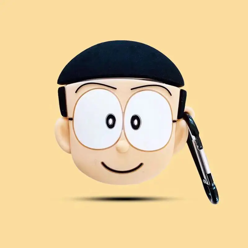 Nobita Nobi Дизайнерские V силиконовый чехол для наушников для airpod чехол 2 милые для apple Bluetooth наушники чехол мультфильм 3D вкладыши чехлы с рисунком дораэмона - Цвет: Nobita Nobi