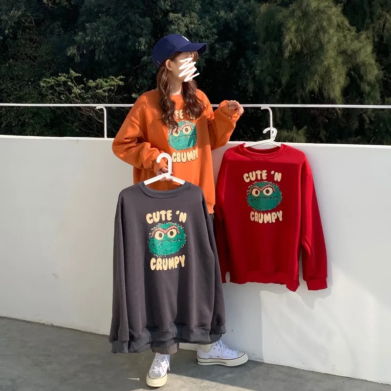

new autumn winter clothes women hoodies oversized Korean o-neck loose casual print Sweatshirts long sleeve pullovers Female