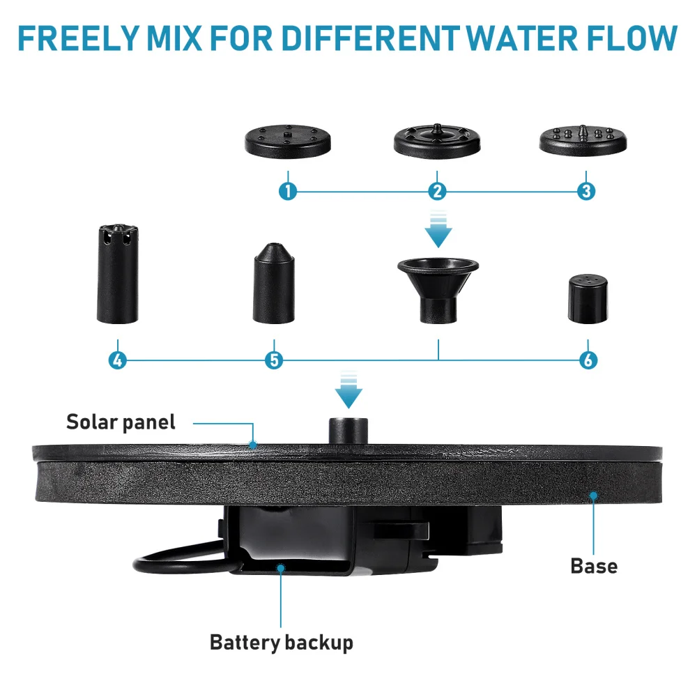 Yardwe солнечные насос фонтана плавающий фонтан для шланг полива огорода двора