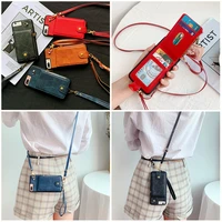 flip wallet crossbody phone case for samsung galaxy note10 s10 s20 plus leather card pocket back shell with long strap chain