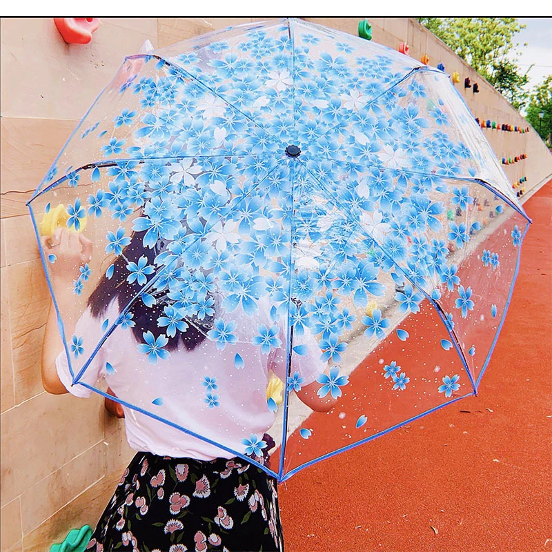 

Fashion Anti-UV Sun Rain Umbrella 3 Fold Umbrella Rain Gear Classic Cherry Sakura Pattern Color Petal Sunshade Umbrella