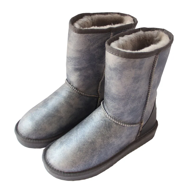 Потрясающие женские зимние сапоги из 100% натуральной овчины для снега на плоской