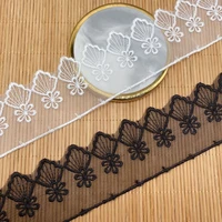 5 yards polyester silk gauze embroidery unilateral fan shaped flower embroidery garment accessories lace fabric