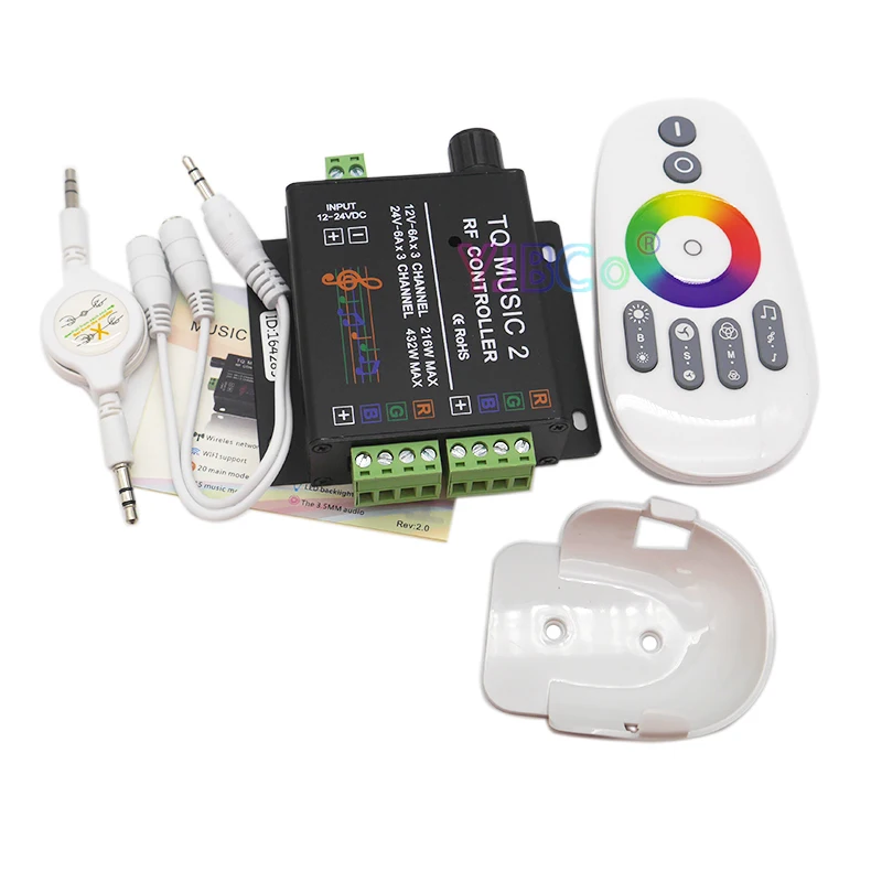 TQ Музыка 2 светодиодный RGB Управление RF Удаленная Аудио DC12V 24V 18A 3 канала для 3528 5050