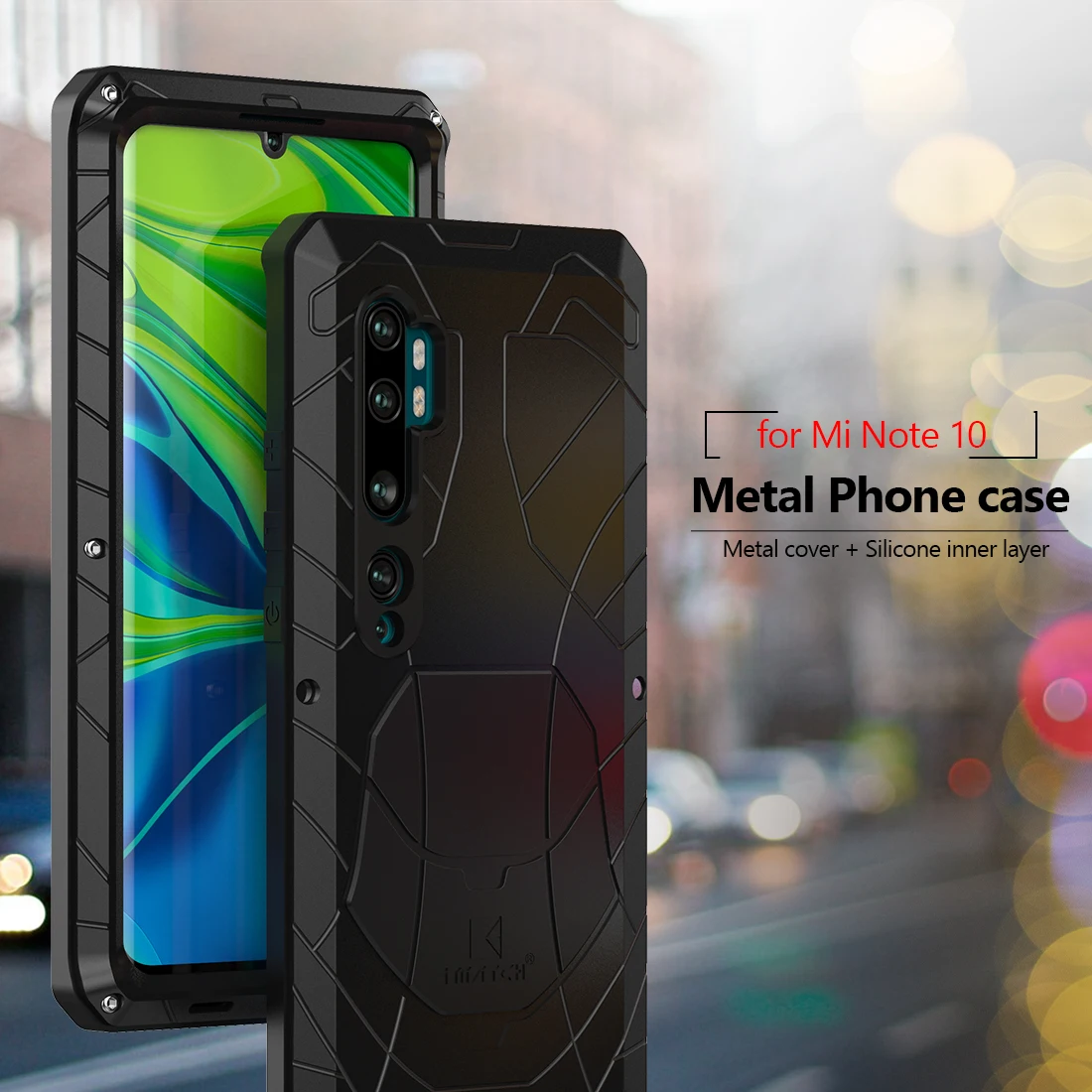 for xiaomi mi note 10 10 pro phone case hard aluminum metal tempered glass screen protector heavy duty cover for xiaomi note 10 free global shipping