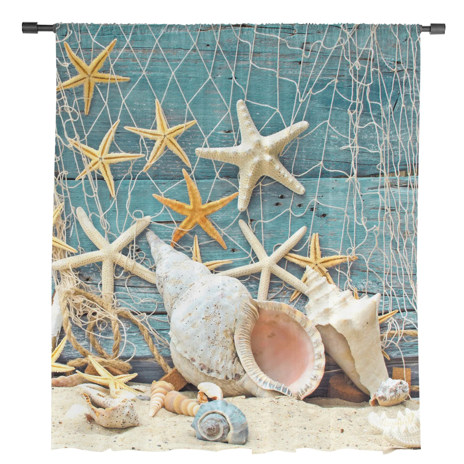 Морская звезда Пляж ракушка рыболовная сеть тюлевые занавески для гостиной