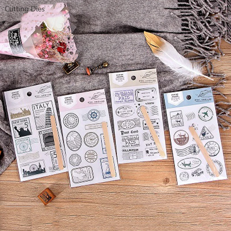 Наклейки бумажные с мультяшным принтом для скрапбукинга сделай сам|Крафт-бумага|