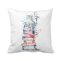 books building street watercolor throw pillow square cover