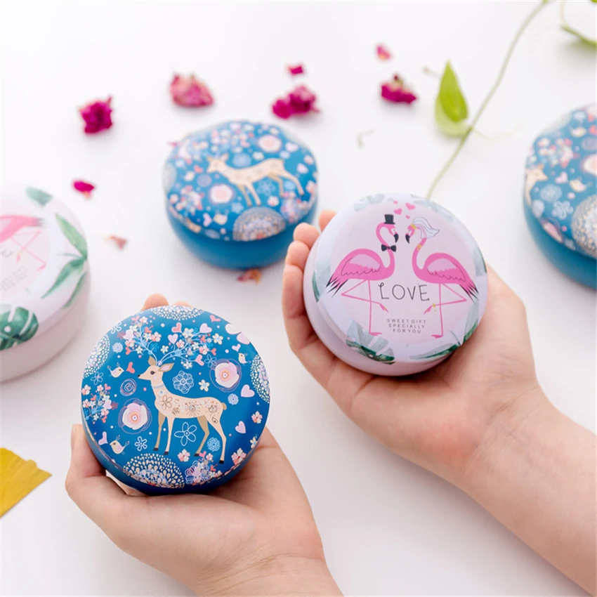 Портативная жестяная мини коробка с фламинго герметичная банка коробки для