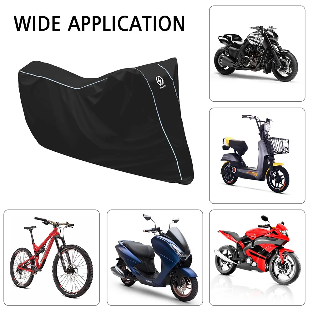 

Motorcycle Cover All Outdoor Protector Scooter Bike Waterproof Sun Dustproof Moto Rain Cover Indoor With Lock-holes Black