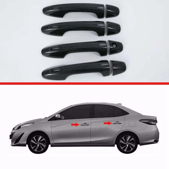 

Для Toyota VIOS 2019, украшение автомобиля, Стильная крышка дверной ручки из углеродного волокна, без умного отверстия для ключа, крышка, отделка, М...