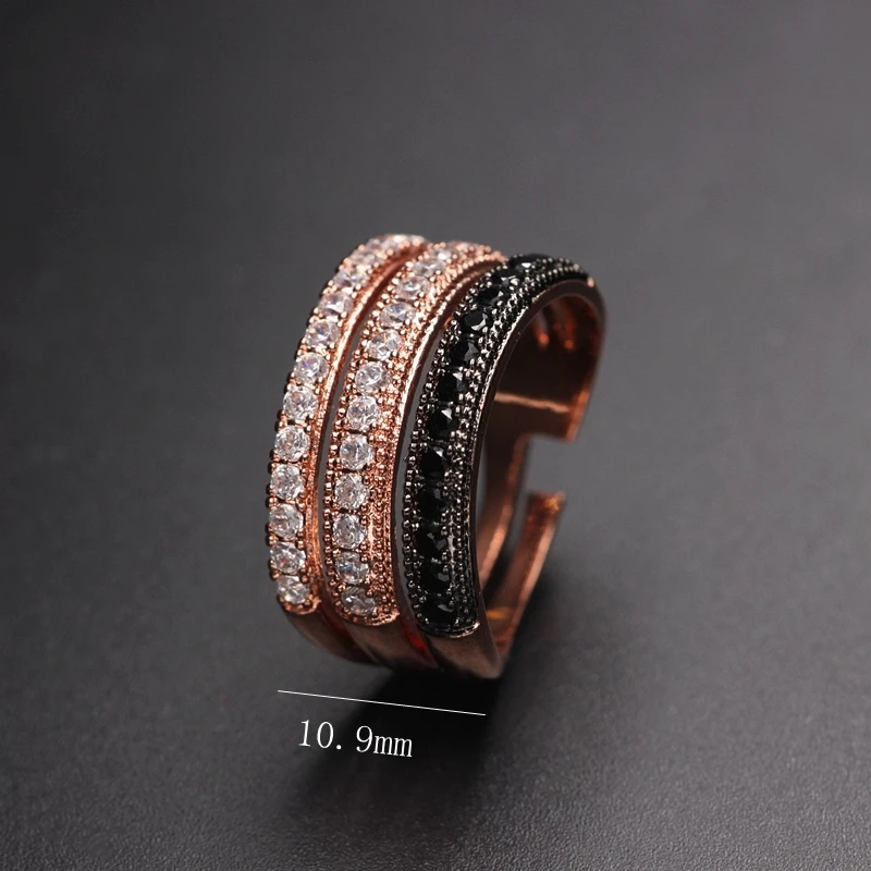 

Charm Cubic Zirconia Finger Rings For Women punk Rose Gold Hip Hop adjustable Ring lady Statement Stackable Party jewelry gifts
