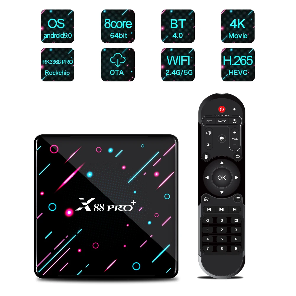 Смарт ТВ приставка EUTUKEY X88 PRO PLUS Android 9 0 телеприставка UHD 4K Google голосовой помощник