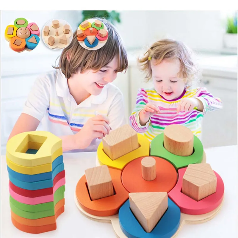 

Baby Brain Development Toys Montessori Match Toy Geometric Sorting Board Wooden Blocks Kids Educational Toys Building Blocks