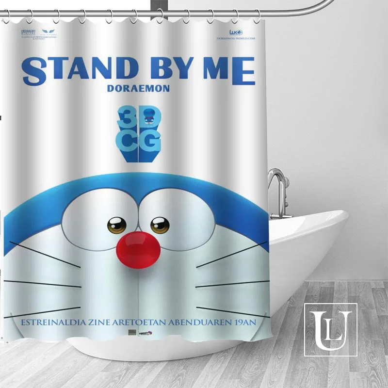 Большая распродажа Новая Современная душевая занавеска Doraemon на заказ с крючками