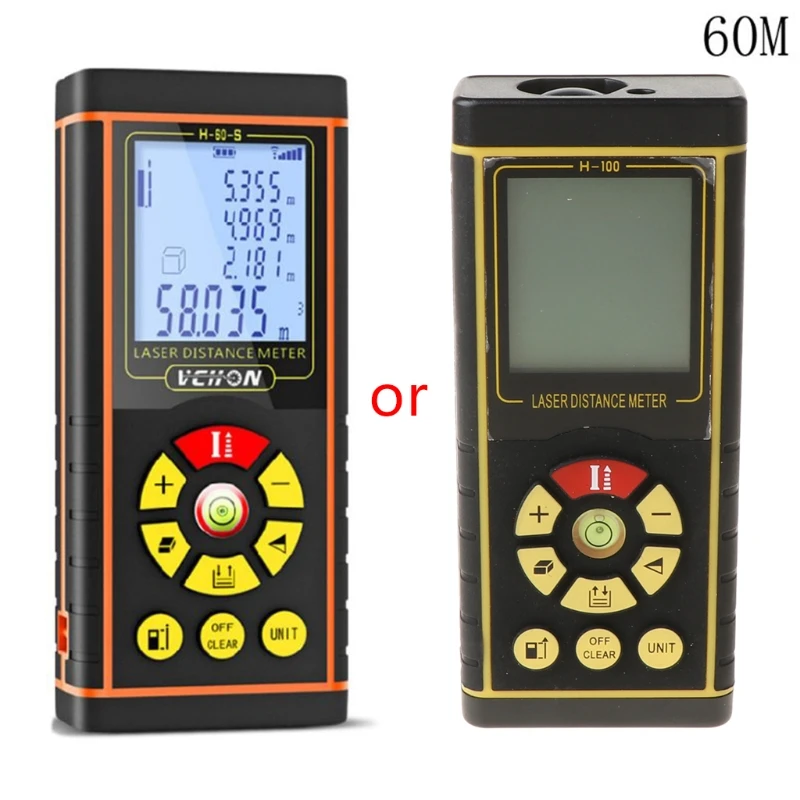 

40/60/80/100m Handheld Infrared Ray Rangefinder 360°Level Bubble Area Measure T5UC